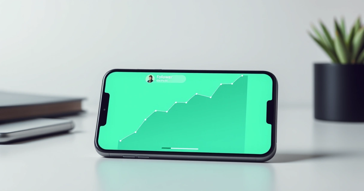 Gráfico de crescimento de seguidores no TikTok em um smartphone