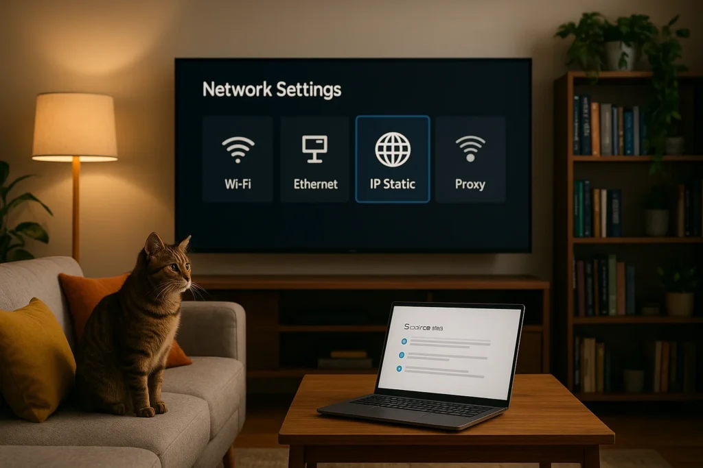 Configuração manual IP estático em smart TV para rede estável