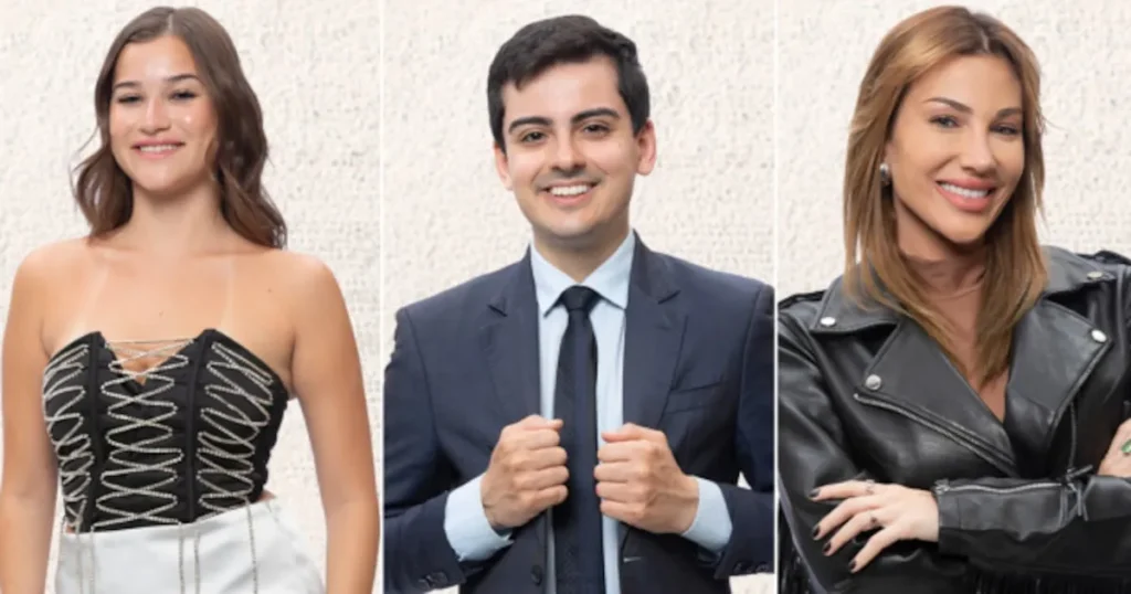 Duda Wendling, Dudu Camargo e Maria Caporusso na prova do fazendeiro